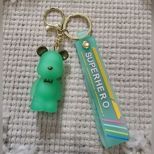 🆕️ GREEN bear Superhero Key chain 2 inches